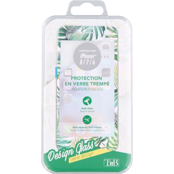 T'nB TGIPH8JUN Protection verre trempé + accessoires Transparent/Bords design Jungle