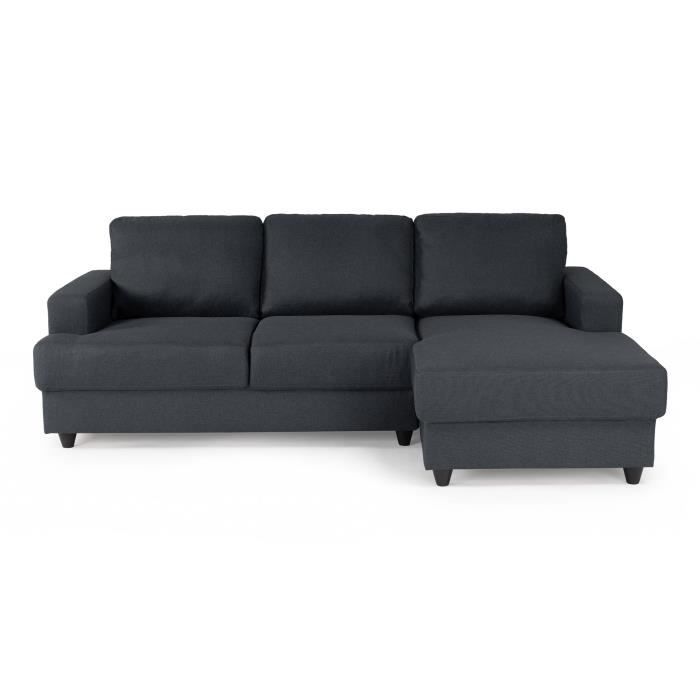 PAUL Canapé d'angle droit 4 places - Tissu gris anthracite - Contemporain - L 215 x p 140 cm