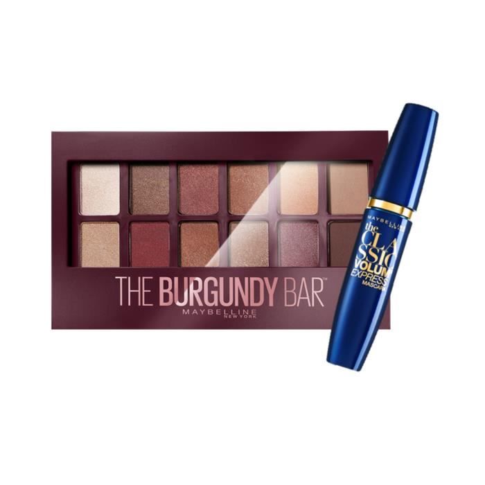MAYBELLINE Routine Burgundy : Palette The Burgundy bar + Mascara volum' express