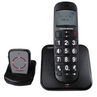 Téléphone sans fil THOMSON CONECTO300 - Appel d'urgence - Compatible aide auditive - Larges touches - Noir