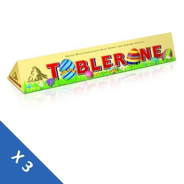 TOBLERONE Chocolats de Pâques - Lot de 3 Barres de chocolat au lait 360g