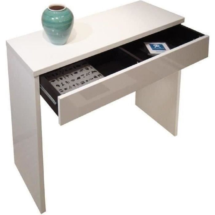 ARENA Console style contemporain blanc brillant - L 109 cm