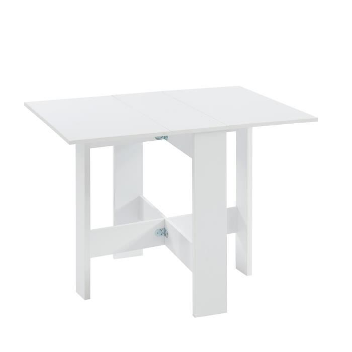 JUNO Table de séjour extensible pliante - 4 personnes - Décor blanc- L 104 x 76 x 74 cm