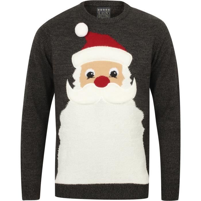 Pull de Noël Père Noel à Barbe Noir Homme
