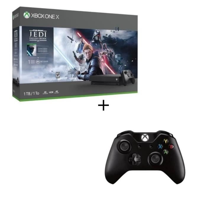 Xbox One X 1 To Star Wars Jedi : Fallen Order + 1 mois d’essai au Xbox Live Gold et au Xbox Game Pass + Manette Xbox One Noire