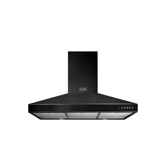 STOVES Quadrifoglio - Hotte décorative murale pyramidale - 332m3/h - 62 dbA - 3 vitesses - L 90 cm - Noir