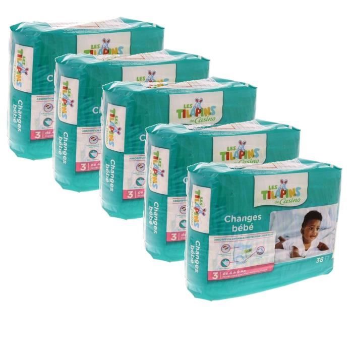 LES TILAPINS Couches Midi - Taille 3 - 190 Couches - Format pack 1 mois