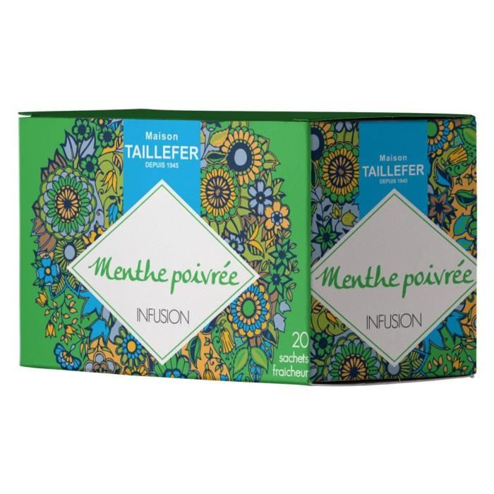 MAISON TAILLEFER Infusion Menthe Poivrée en Boite de 20 Sachets Individuels