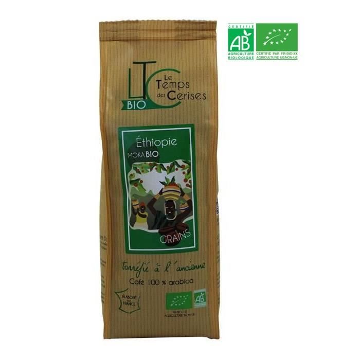 LE TEMPS DES CERISES Café en grain BIO Moka d'Ethiopie - 250 G