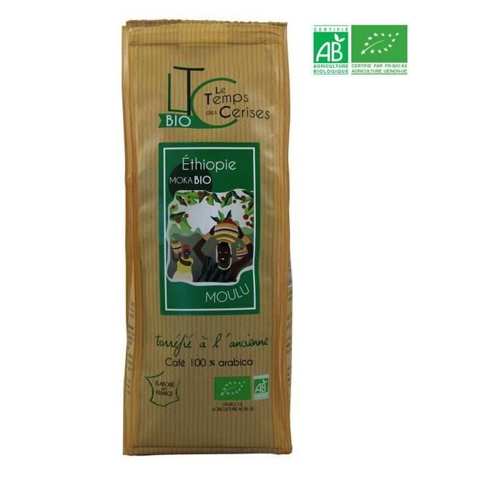 LE TEMPS DES CERISES Café moulu BIO Moka d'Ethiopie - 250 G
