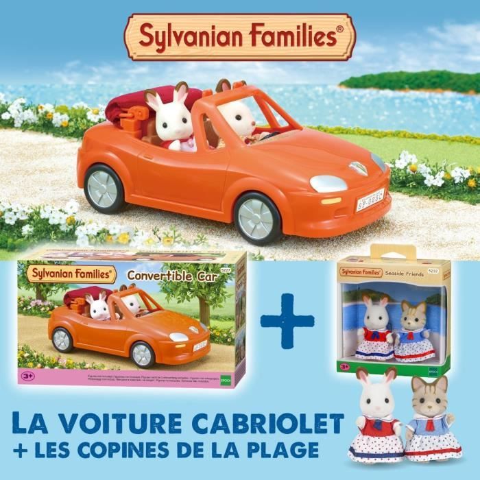 SYLVANIAN FAMILIES Voiture cabriolet 5227 + Les copines de la plage 5232 - Les véhicules