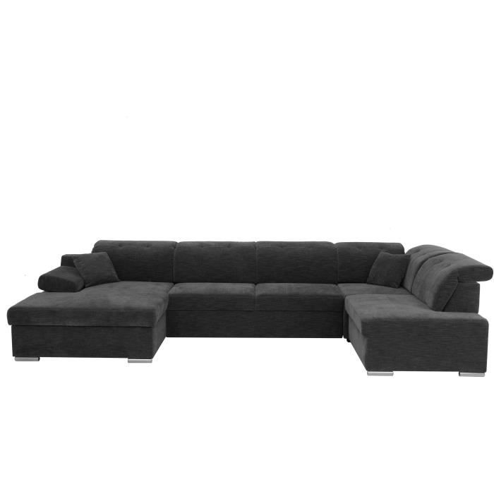 Canapé d'angle Noir Tissu Panoramique