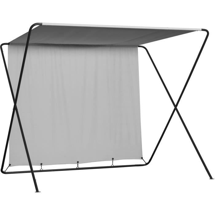 Tonnelle de jardin pliante Tina en acier avec toit en toile grise - L 212 x P 175 x H 170 cm