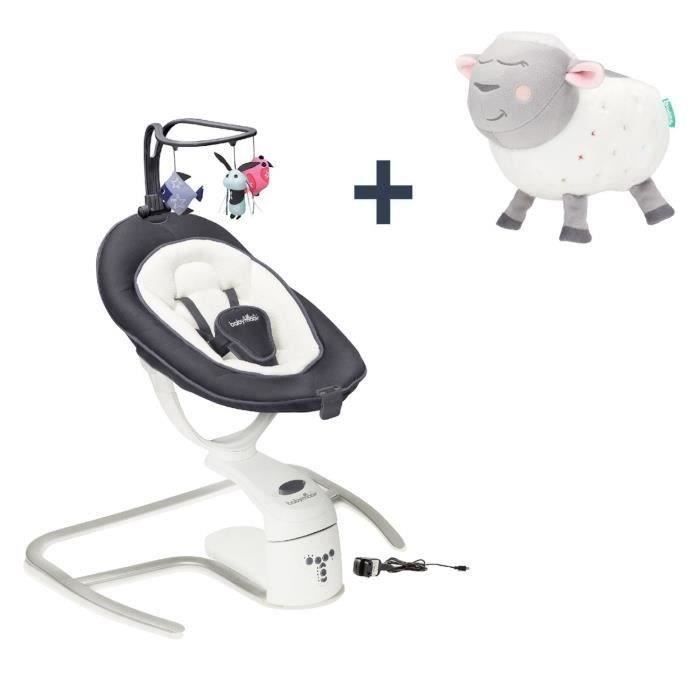 Babymoov Balancelle automatique pour bébé Swoon Motion + Veilleuse Mouton Peluche - Projection d'étoiles & Berceuses