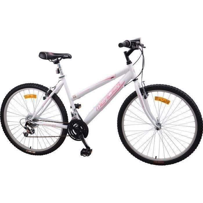 MERCIER VTT Femme 26- - 18 Vitesses - Vbrake - Blanc et rose