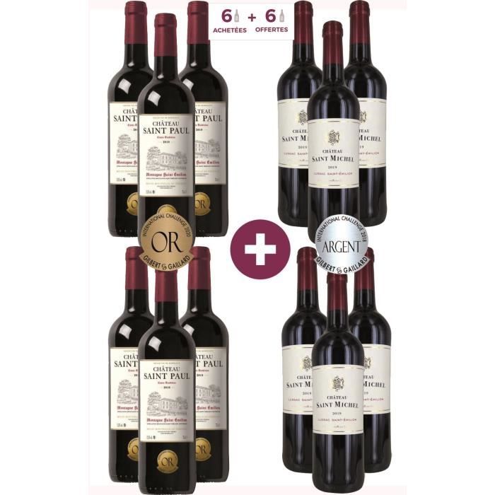 6 Château Saint Michel 2019 Lussac Saint Emilion ACHETEES + 6 Château Saint Paul Tradition 2018 Montagne Saint-Emilion OFFERTES