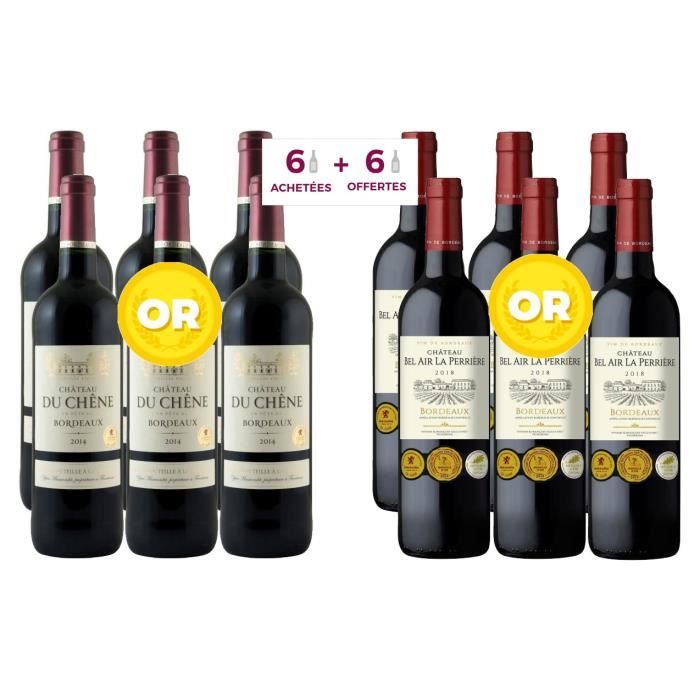 6 Château du Chêne 2014 Bordeaux ACHETEES + 6 Château Bel Air La Perrière 2018 Bordeaux OFFERTES - Vin rouge de Bordeaux