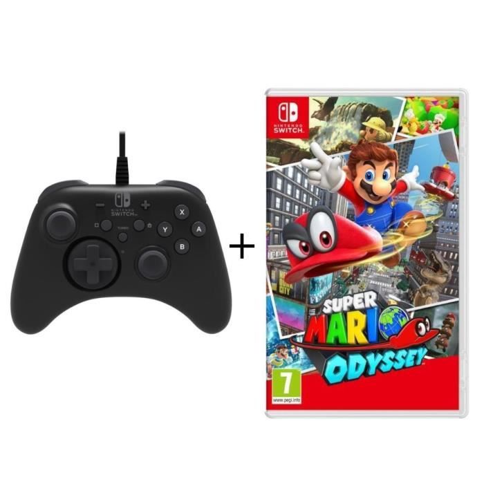Super Mario Odyssey jeu Switch + Manette Pro Hori