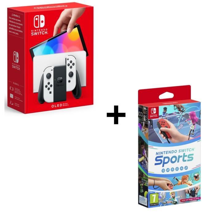 Pack : Console Nintendo Switch (modèle OLED) + Nintendo Switch Sports (1 sangle de jambe incluse)