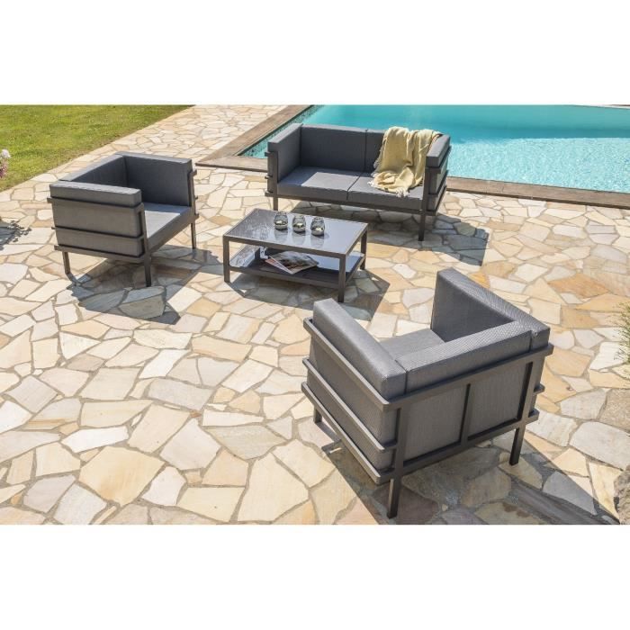 DCB GARDEN Salon Propriano en aluminium - 4 places - Gris anthracite