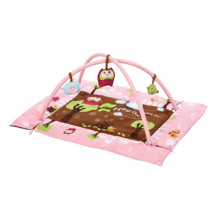 LUDI Tapis d'éveil Chouette Rose