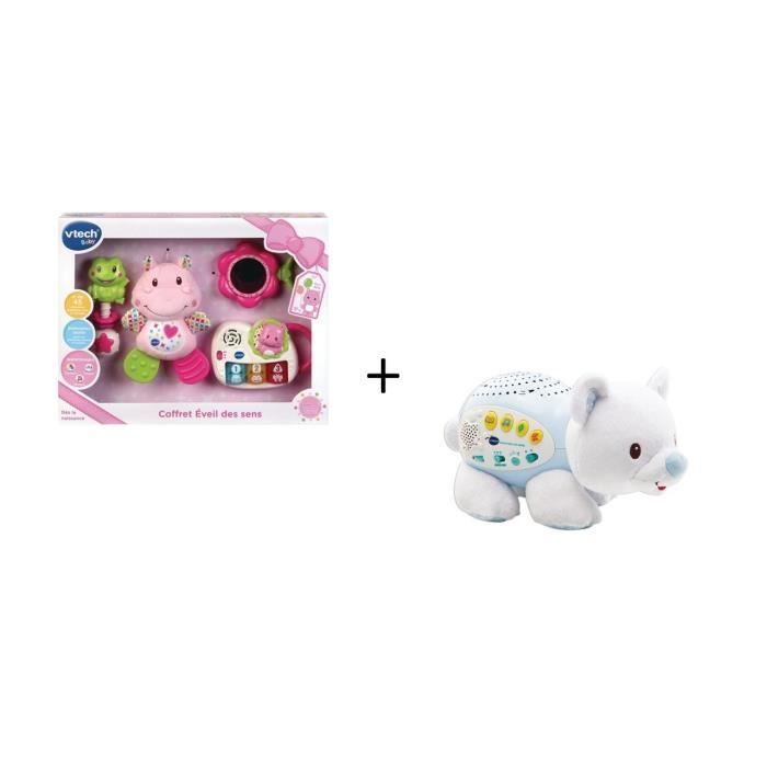 Vtech - Coffret naissance - Éveil des sens (rose) et Ourson Dodo Nuit Etoilée