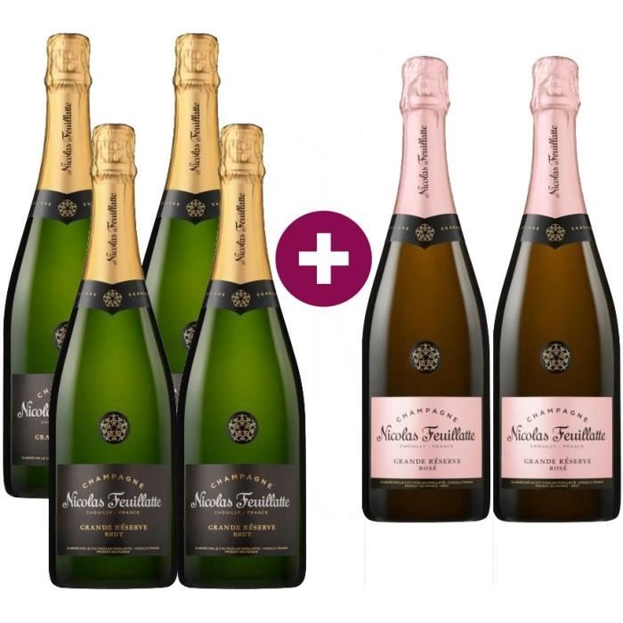 Champagne Nicolas Feuillatte La Grande Réserve - 4 bruts + 2 rosés - 6 x 75 cl