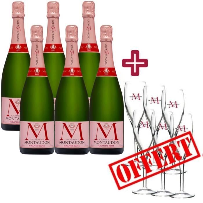6 Champ.Montaudon Grande Rose = 6 Flûtes OFFERTES