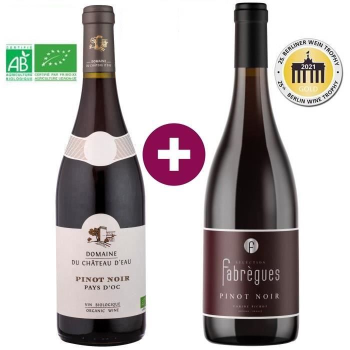 Duo des Pinot Noir du Languedoc - Domaine du Château d’Eau 2020 Pays d'Oc & Fabrègues Sélection IGP Pays d'Oc - Vin rouge - 2 x 75cl
