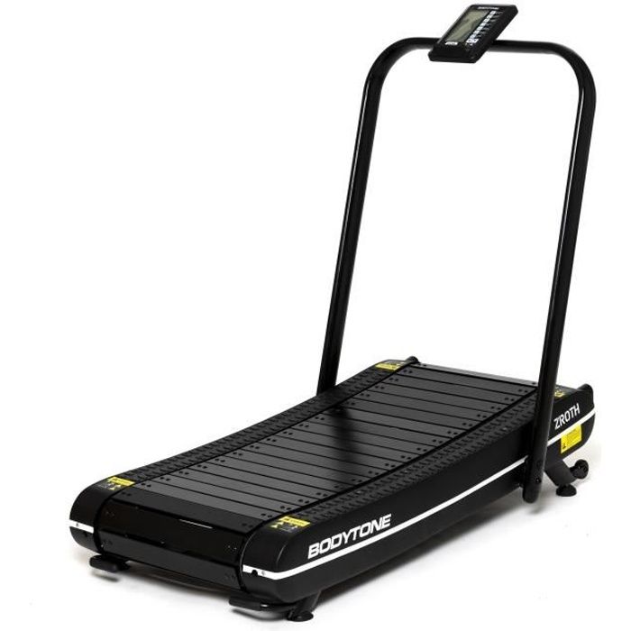 BODYTONE ZRO-TH - Tapis de course courbé 100% pliable - Surface de course 120x40 cm - Vitesse illimitée - Console LCD