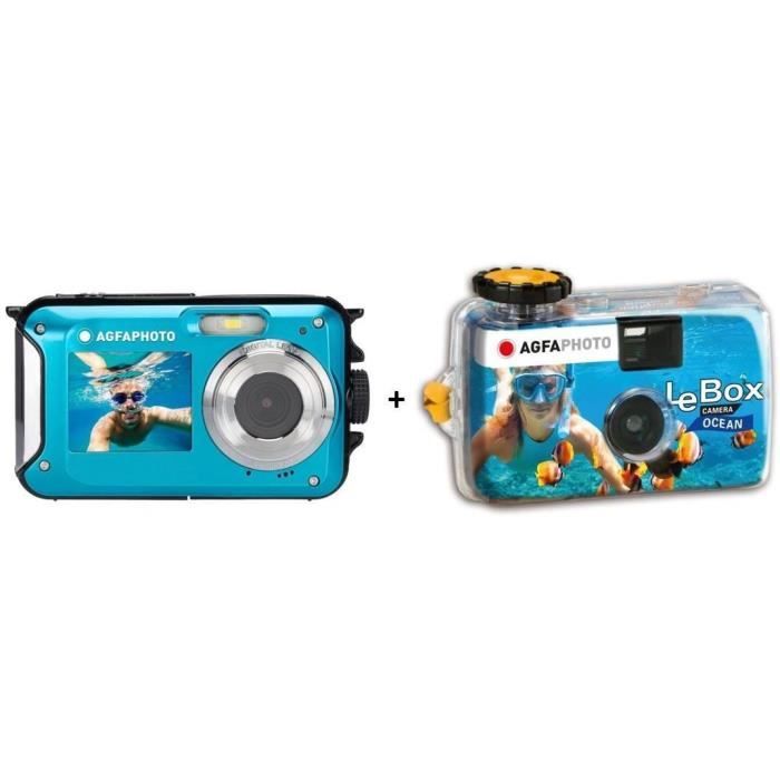 AGFA PHOTO - Box Ocean 400 Appareil photo jetable & étanche 27 photos + Realishot WP8000 Appareil photo numérique étanche