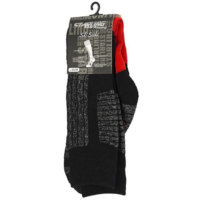 STARLING Chaussettes de Ski 246 - Enfant garçon - Noir et Rouge