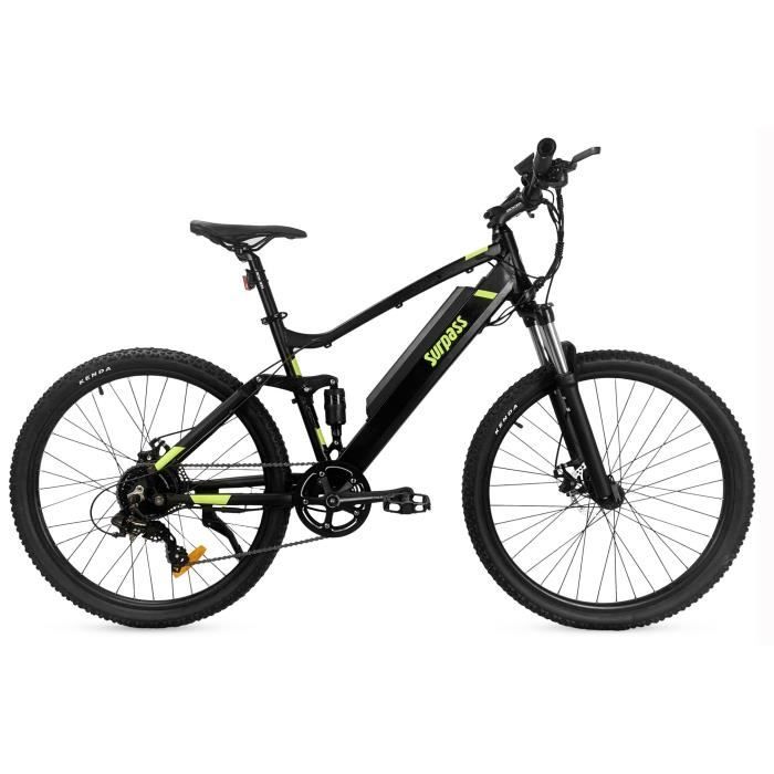 VTT Électrique SURPASS 27,5- Noir 8 vitesses Tout-Suspendu - Batterie 14 Ah - Freins à disque