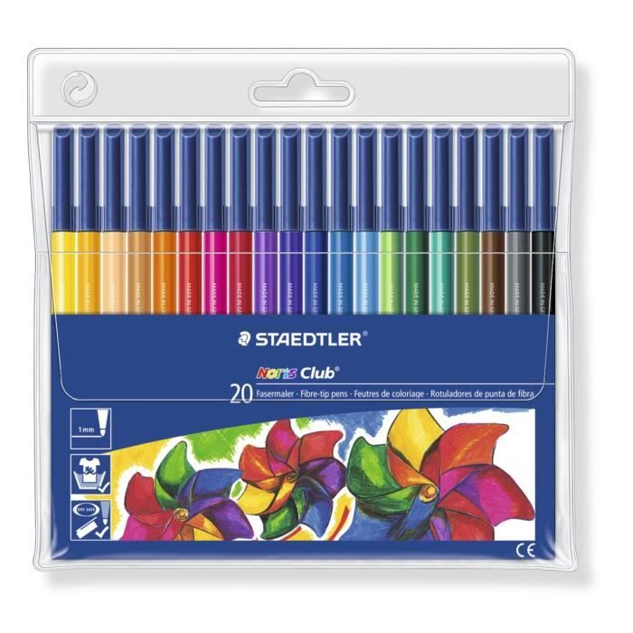 STAEDTLER 20 Feutres Coloriage 1 mm Assortis