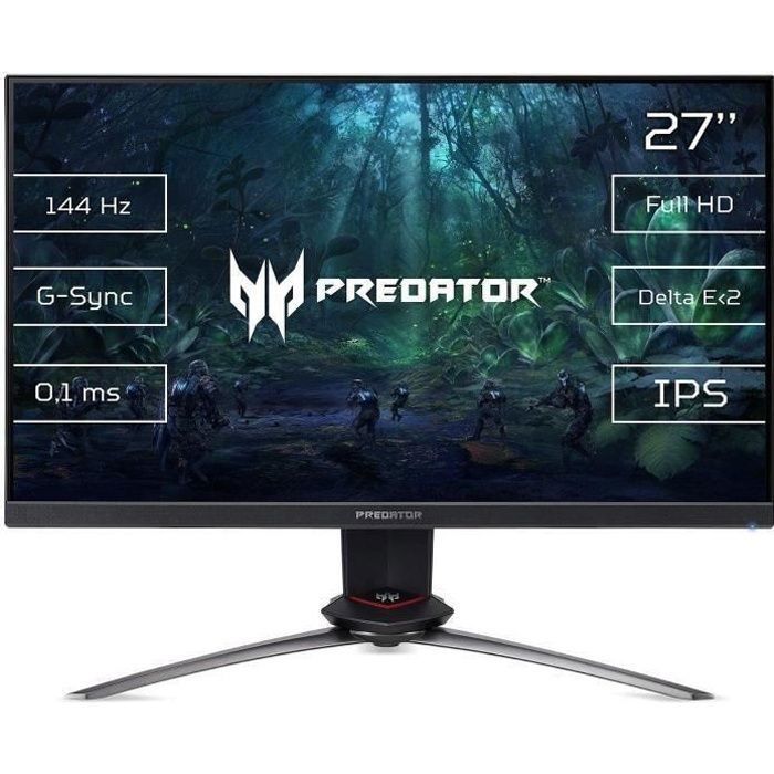 ACER Predator XB273GPbmiiprzx - Ecran 27'' - Dalle IPS - 1ms - 144Hz - 2xHDMI / DisplayPort / USB 3.0 - G-Sync - Noir
