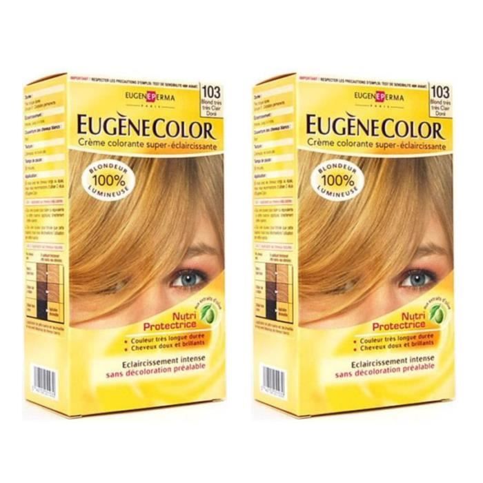 LOT DE 2 - EUGENE COLOR Crème Colorante permanente N103 Blond très clair Doré