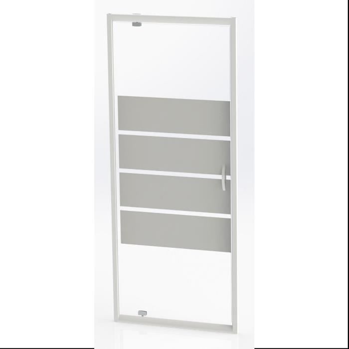 AQUA+ Porte de douche pivotante Lucy - 90 cm - Verre trempé 5 mm - Blanc