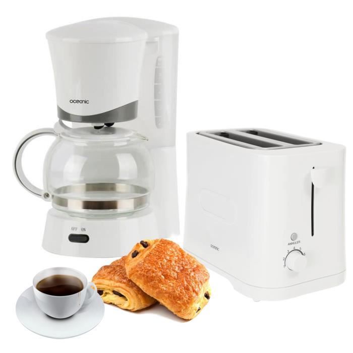 Pack rentrée Oceanic - Cafetière 6 tasses + grille-pain 2 fentes