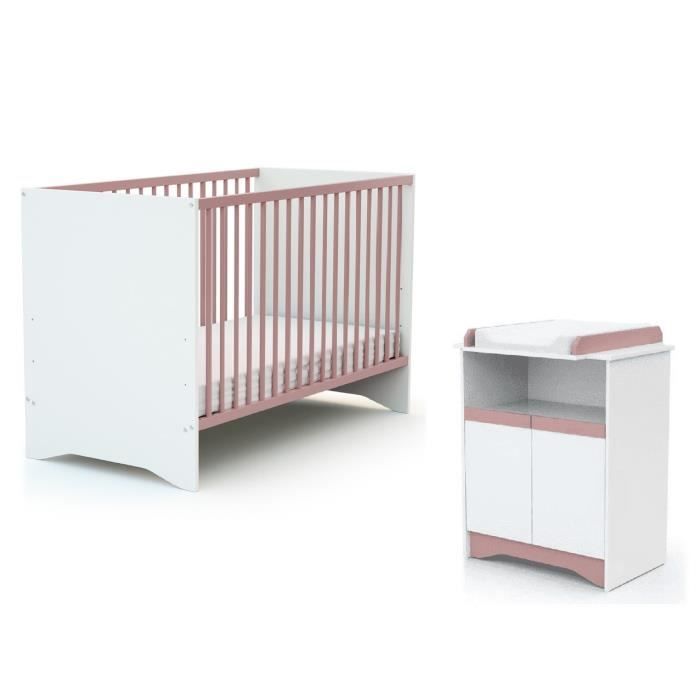 AT4 Chambre Cotillon rose (Lit + Commode)