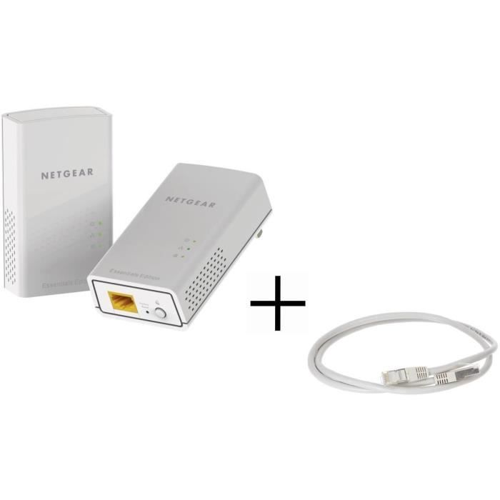 PACK NETGEAR 2 adaptateurs CPL 1000 Mbit/s - Modèle PL 1000-100PES + CONTINENTAL EDISON Câble RJ45 cat. 6 blindé FTP 1m