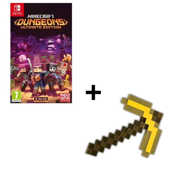 Pack : Minecraft Dungeon Ultimate Edition - Jeu Switch + Pioche Minecraft Gold
