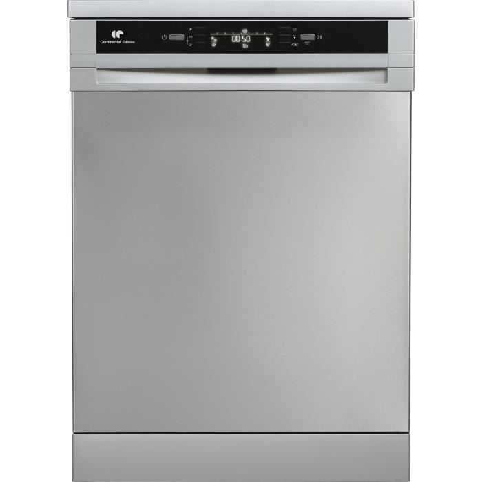 CONTINENTAL EDISON Lave-vaisselle 15 couverts - 42 dB - 3 paniers - départ différé - inox - panier ajustable plein