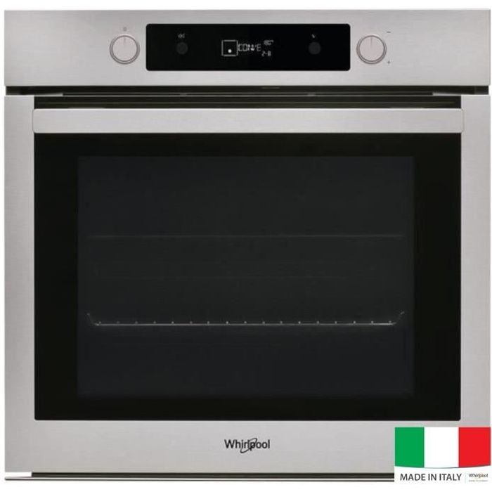 WHIRLPOOL OAKP 02406 PIX - Four électrique encastrable multifonction - Chaleur pulsée - 73L - Pyrolyse - A+ - Inox -Sonde de cuisson