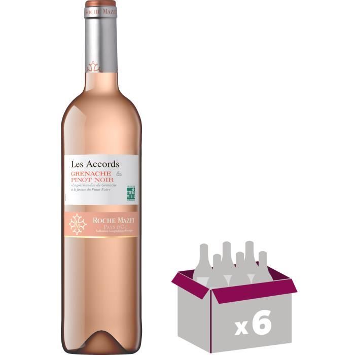 Les Accords de Roche Mazet Grenache & Pinot Noir Pays d’Oc - Vin rosé de Languedoc - 4 achétées + 2 offertes