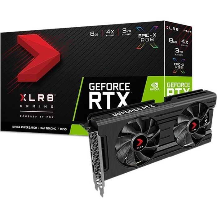 Carte graphique - PNY - GeForce RTX 3050 8GB XLR8 Gaming REVEL EPIC-X RGB Dual Fan Edition (VCG30508DFXPPB)