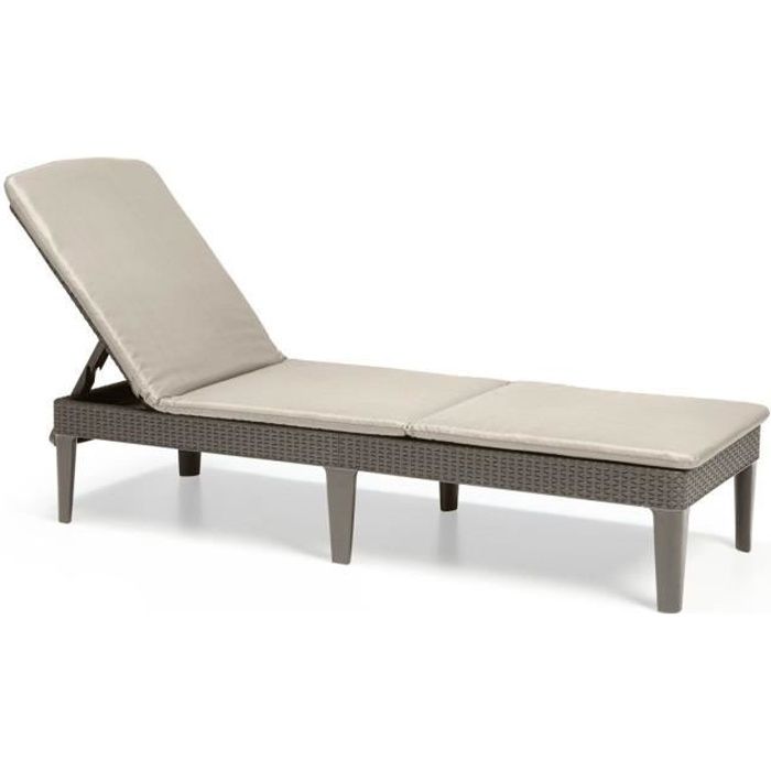 ALLIBERT by KETER - Bain de soleil 4 positions Jaipur avec coussin - imitation rotin - coloris cappuccino.