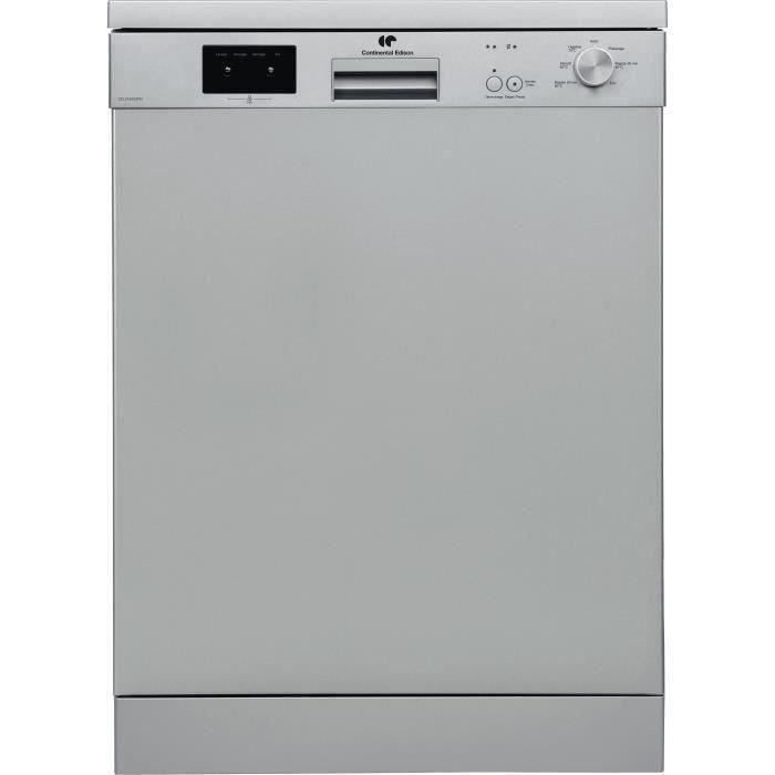 Lave-vaisselle pose libre CONTINENTAL EDISON CELV13453PS1 - 13 couverts - Largeur 59,8 cm - 45 dB - Silver