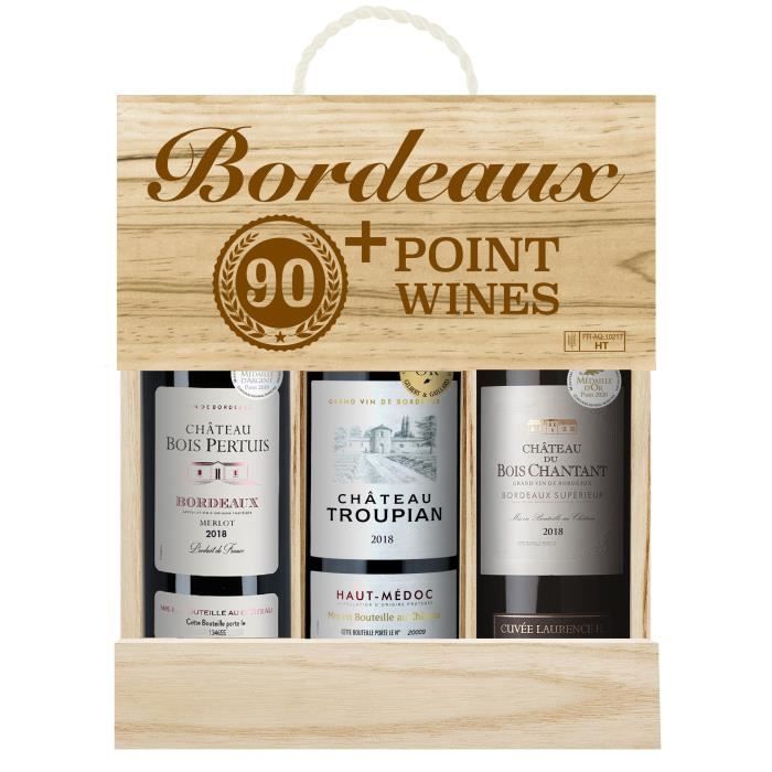 Coffret Bordeaux 90pts+ - Château Bois Pertuis 2018, Château Du Bois Chantant 2018, Château Troupian 2018