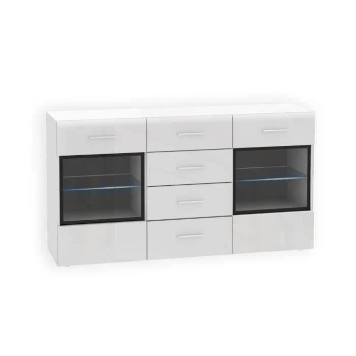 SLATE Buffet bas contemporain blanc brillant - L 150 cm