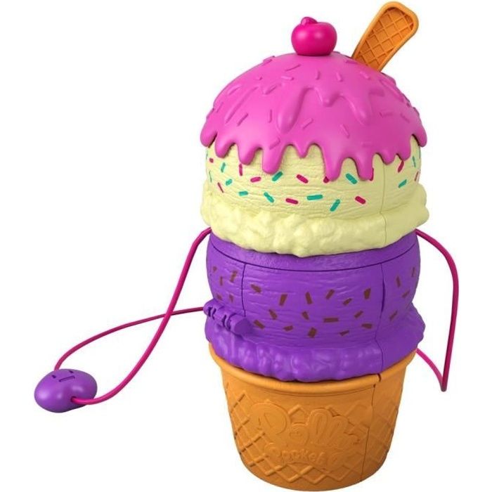 Polly Pocket - Coffret Multifacettes Glace, 3 niveaux et 25 accessoires surprise dont Polly et Lila - Mini-Poupée - Dès 4 ans